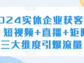2024实体企业获客实操,短视频+直播+矩阵,三大维度引爆流量