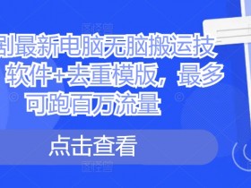 短剧最新电脑无脑搬运技术,软件+去重模版,最多可跑百万流量