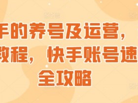 快手的养号及运营,新手教程,快手账号速养全攻略