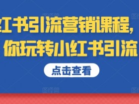 小红书引流营销课程,教你玩转小红书引流