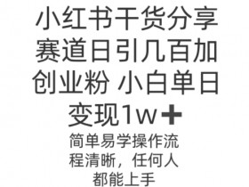 小红书干货分享赛道日引几百创业粉，操作简单
