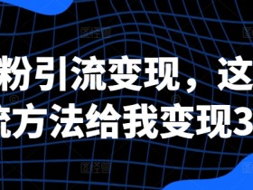 创业粉引流变现,这三种引流方法给我变现3W+【揭秘】