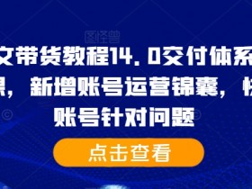 抖音图文带货教程14.0交付体系,基础与精英课,新增账号运营锦囊,快速解决账号针对问题
