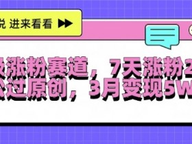超级涨粉赛道,每天半小时,7天涨粉2W+,轻松过原创,三月变现5W+【揭秘】