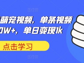 可爱水果萌宠视频,单条视频点赞20W+,单日变现1k【揭秘】