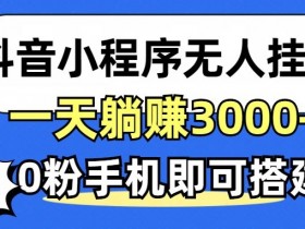 抖音小程序无人挂播,0粉手机可搭建,不违规不限流,小白一看就会