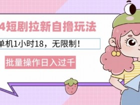 2024短剧拉新自撸玩法,单机1小时18无限制,批量操作日入过k