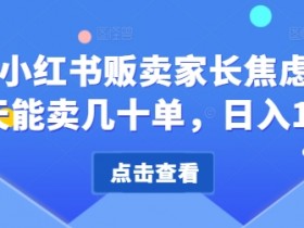 抖音小红书贩卖家长焦虑,一天能卖几十单,日入1k
