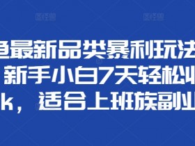闲鱼最新品类暴利玩法揭秘,新手小白7天轻松收益3k,适合上班族副业