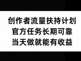 创作者流量扶持计划,官方任务长期可靠,当天做就能有收益