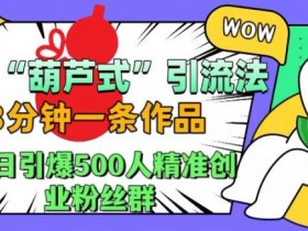 抖音葫芦式引流法,三分钟一条作品,单日引爆抖音500人精准创业粉丝群【揭秘】