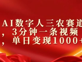 AI数字人三农赛道,3分钟一条视频,单日变现几张