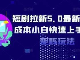 短剧拉新5.0最新玩法0成本小白快速上手自撸矩阵玩法
