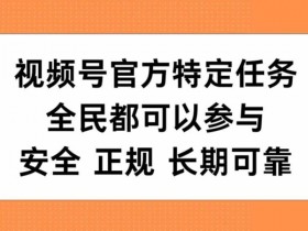 视频号官方特定任务，全民可参与，安全正规长期可靠