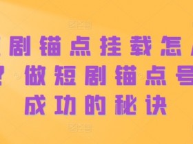 短剧锚点挂载怎么做?做短剧锚点号必成功的秘诀