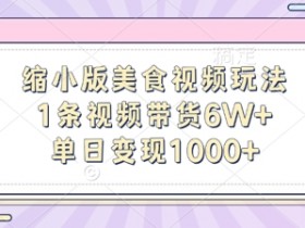 缩小版美食视频玩法,1条视频带货6W+,单日变现1k