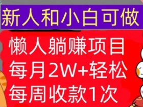 懒人躺Z项目,每周收款1次,轻松自动Z钱,不要错过,每月2W+