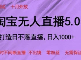 淘宝无人直播5.0,打造日不落直播,24小时不间断直播 不出镜 零粉丝 无需保证金