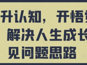 提升认知，开悟觉醒，解决人生成长常见问题思路