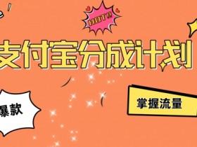 支付宝分成计划,掌握流量,条条爆款,轻松月入过w