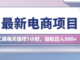 最新电商项目,利用工具每天操作1小时,轻松日入几张