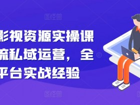 引流卖影视资源实操课程,引流私域运营,全网多平台实战经验