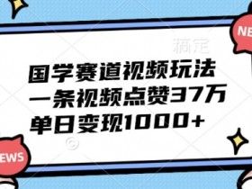 国学赛道视频玩法，一条视频点赞37万，单日变现几张