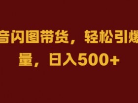 抖音闪图带货,轻松引爆流量,日入几张【揭秘】