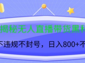 揭秘无人直播带货黑科技,不违规不封号,日入几张