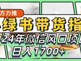 小绿书带货完全教学指南,2024年10月微信风口项目,日入1.7k