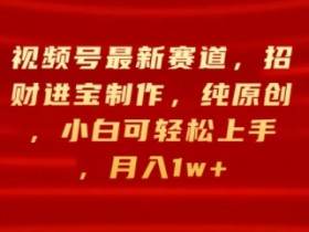 视频号最新赛道,招财进宝制作,纯原创,小白可轻松上手,月入1w+