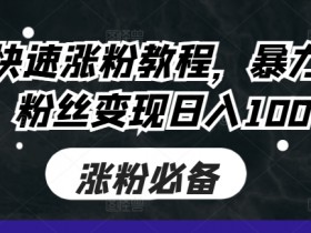 抖音快速涨粉教程,暴力涨粉,粉丝变现日入100+