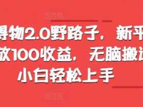 最新得物2.0野路子,新平台1W播放100收益,无脑搬运,小白轻松上手