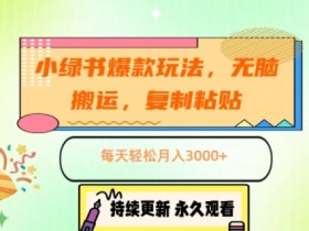 小绿书爆款玩法,无脑搬运,复制粘贴,每天轻松月入3000+