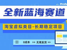 全新蓝海赛道,淘宝虚拟类目,长期稳定,可矩阵且放大