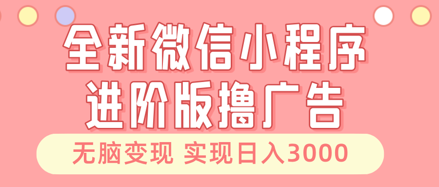 (13197期)全新微信小程序进阶版撸广告 无脑变现睡后也有收入 日入3000+