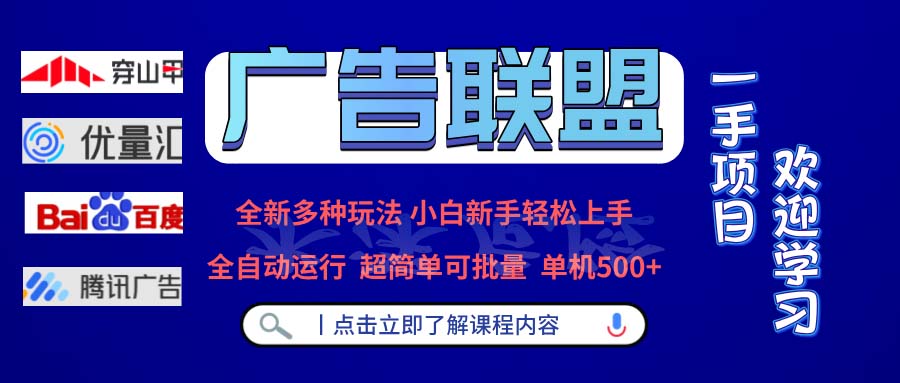 (13258期)广告联盟 全新多种玩法 单机500+ 全自动运行 可批量运行