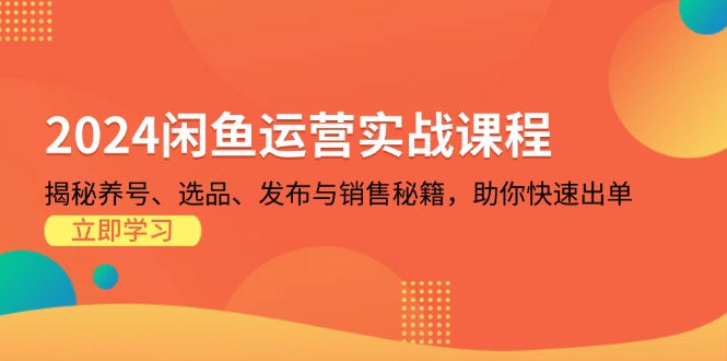 (13290期)2024闲鱼运营实战课程:揭秘养号、选品、发布与销售秘籍,助你快速出单