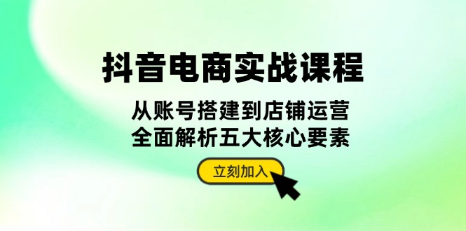 (13350期)抖音视频 电子商务实战演练课程内容:从账户构建到店铺管理,深度剖析五大核心因素