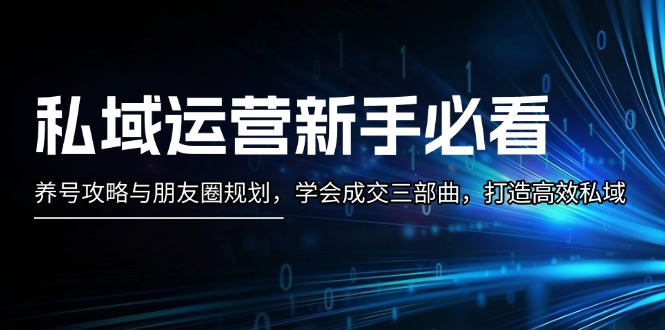 (13416期)私域流量运营新手指南:起号攻略大全与微信朋友圈整体规划,懂得交易量三部曲,打造高效公域
