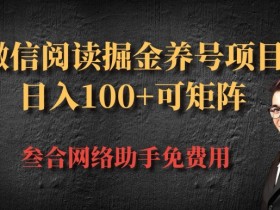 微信阅读多平台掘金养号项目,批量放大日入100+