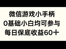 微信游戏小手柄,0基础小白均可参与,每日保底收益60+
