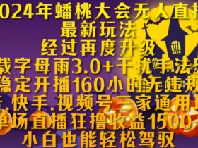 2024年蟠桃大会无人直播最新玩法,稳定开播160小时无违规,抖音、快手、视频号三家通用玩法【揭秘】