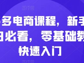 拼多多电商课程，新手纯小白必看，零基础教学快速入门