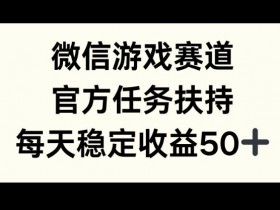 微信游戏赛道,官方任务扶持,每天收益保底50+
