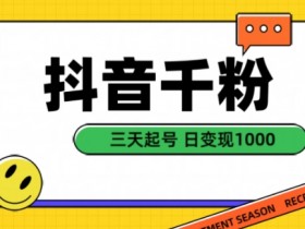 抖音千粉项目,自然涨粉变现,三天起号,日变现1k【揭秘】