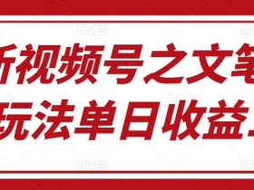 最新视频号之文笔挑战玩法单日收益1k
