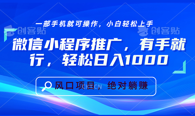 (13709期)微信小程序推广,有手就行,轻松日入1000+