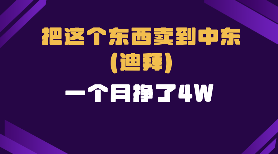 (13740期)跨境电商一个人在家把货卖到迪拜,暴力项目拆解