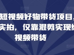 2024短视频好物带货项目,无需实拍,仅靠混剪实现纯视频带货